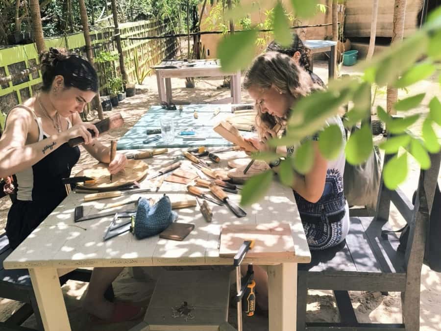 Beginner Swahili Woodcarving Classes with Woman Woodcarver - The First Part of the Lesson: Tools, Wood, and Basic Technique
