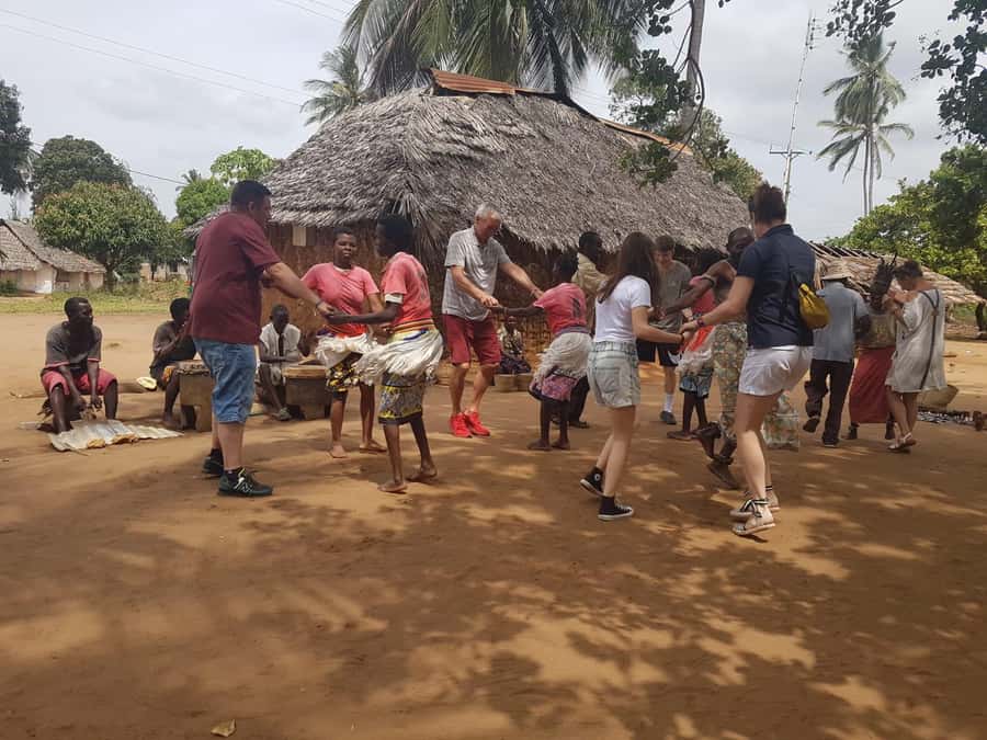 Diani: Giriama Cultural Dance Show and Local Village Tour - Meeting children beneath the giant baobab