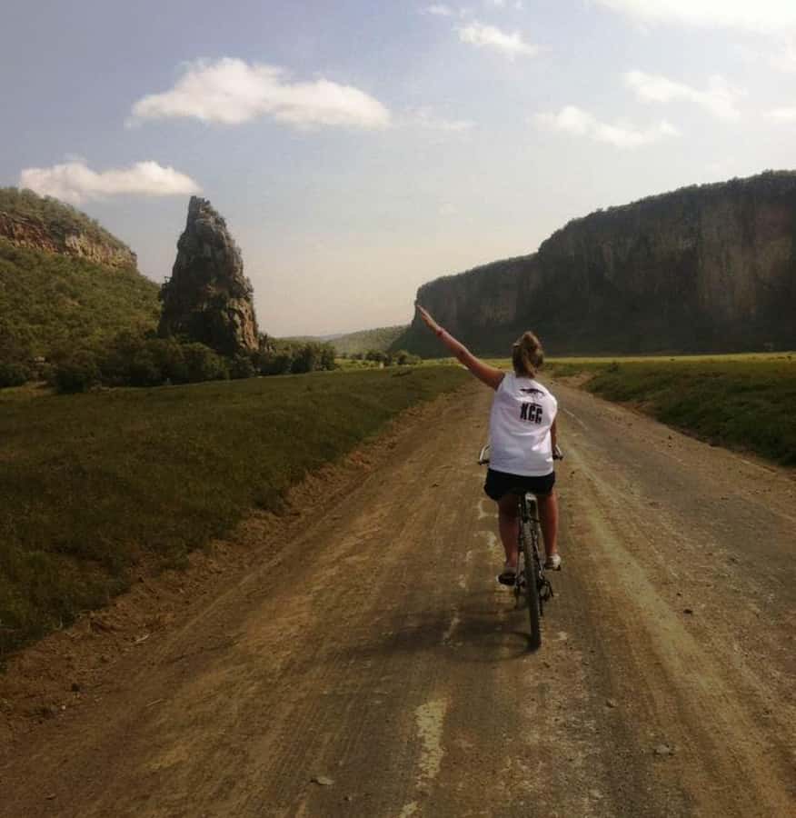 Group joining day tour to Hell's Gate and Lake Naivasha - Cycling through Hells Gate National Park