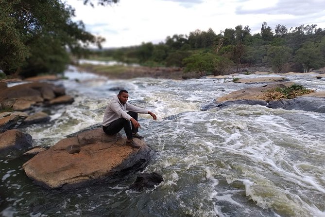 Road Drive to Fourteen Falls from Nairobi - Crossing the river and hiking uphill