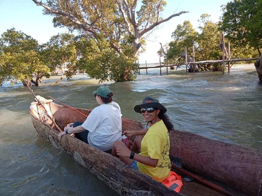 Watamu: Sunset Mangrove Canoe Tour with Coconut Drink - Starting across the mudflats at low tide